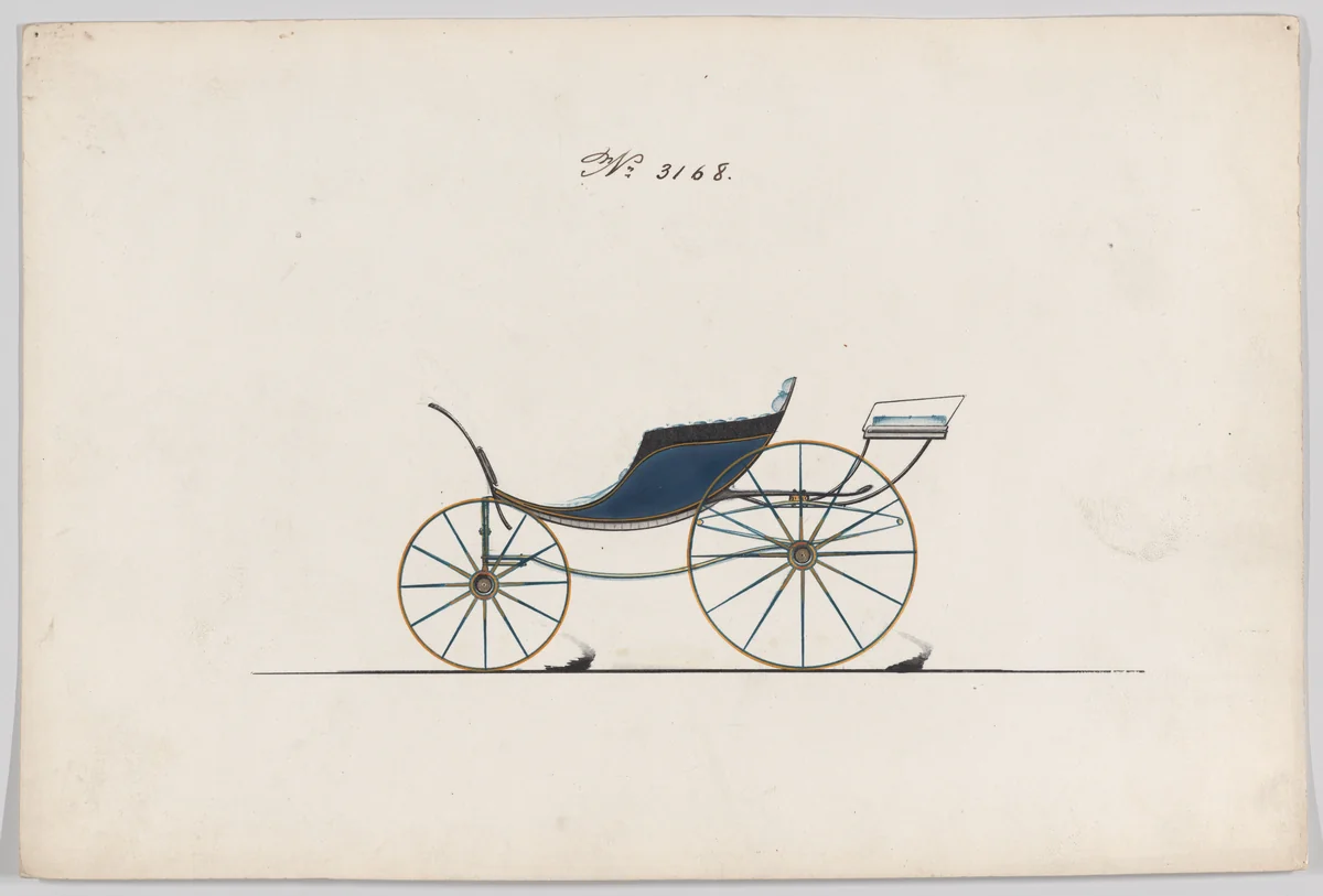 Design for Pony Phaeton, no. 3168 by Brewster & Co., drawing, 1875