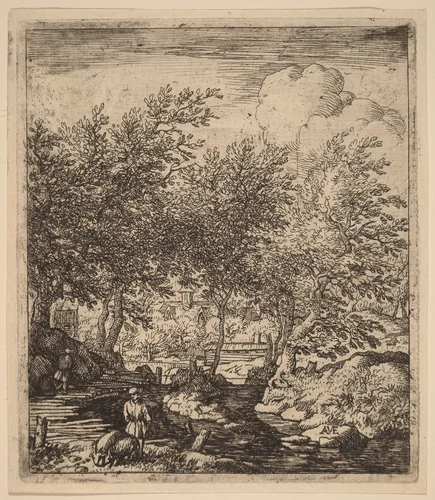 Swineherd by Allart van Everdingen, print, 1645-1656