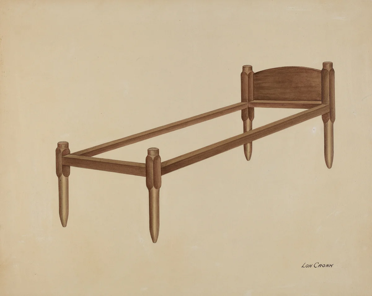 Shaker Bed by Lon Cronk, index of american design, 1935-1942