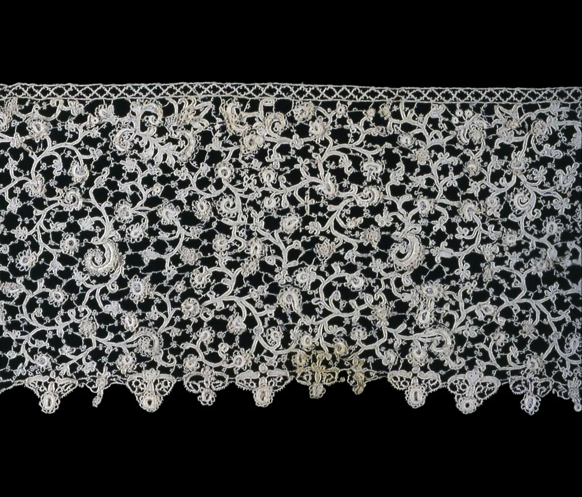 Flounce by Italy, Venice, textile, 1675-1700