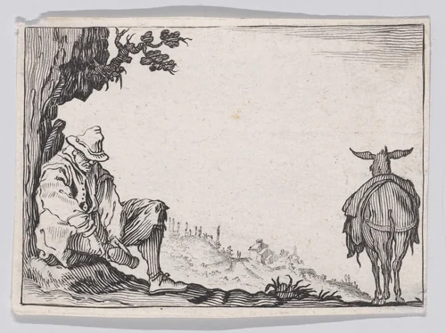 Reverse Copy of La Paysant se Déchaussant (The Peasant Taking off his Shoes), from "Les Caprices" Series A, The Florence Set by anonymous, print, 1620-1700