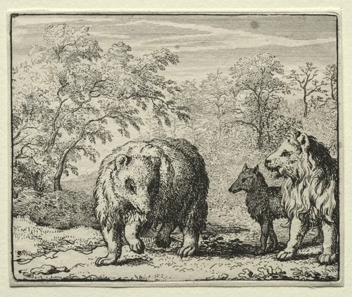 Reynard the Fox: The Freeing of the Wolf and the Bear by Allart van Everdingen, print, 1650-1675
