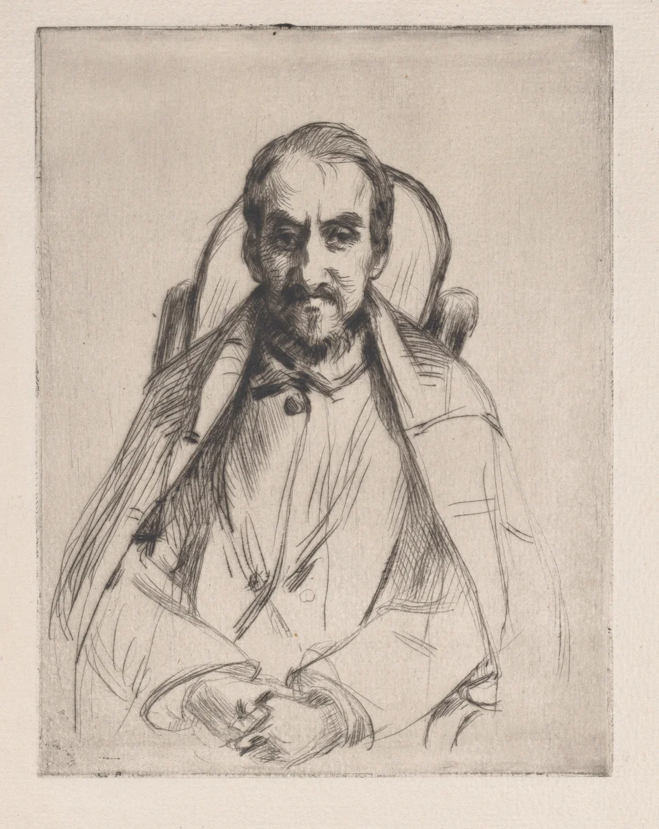 Portrait of an unknown man by Marcellin Desboutin, print, 1850-1899