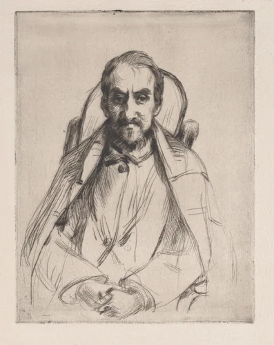 Portrait of an unknown man by Marcellin Desboutin, print, 1850-1899