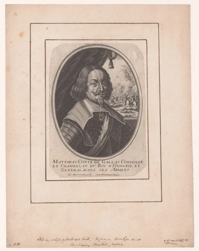Portret van Matthias Gallas by anonymous, print, 1618-1668