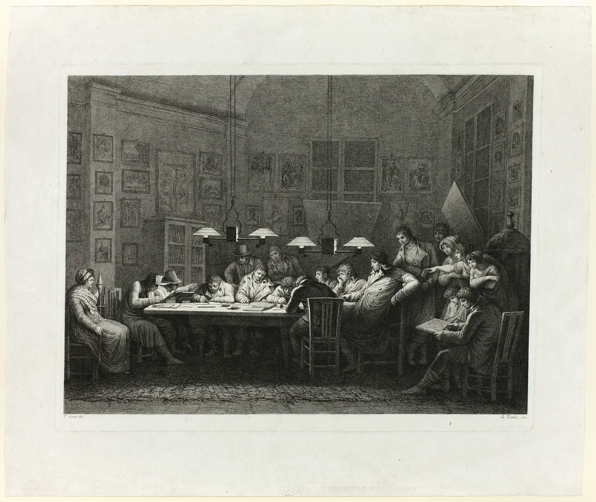 Francesco Rosaspina's Drawing School by Giulio Tomba, print, 1811