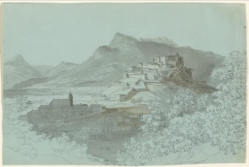 View of Salzburg by Johann Georg von Dillis, drawing, 1820-1829