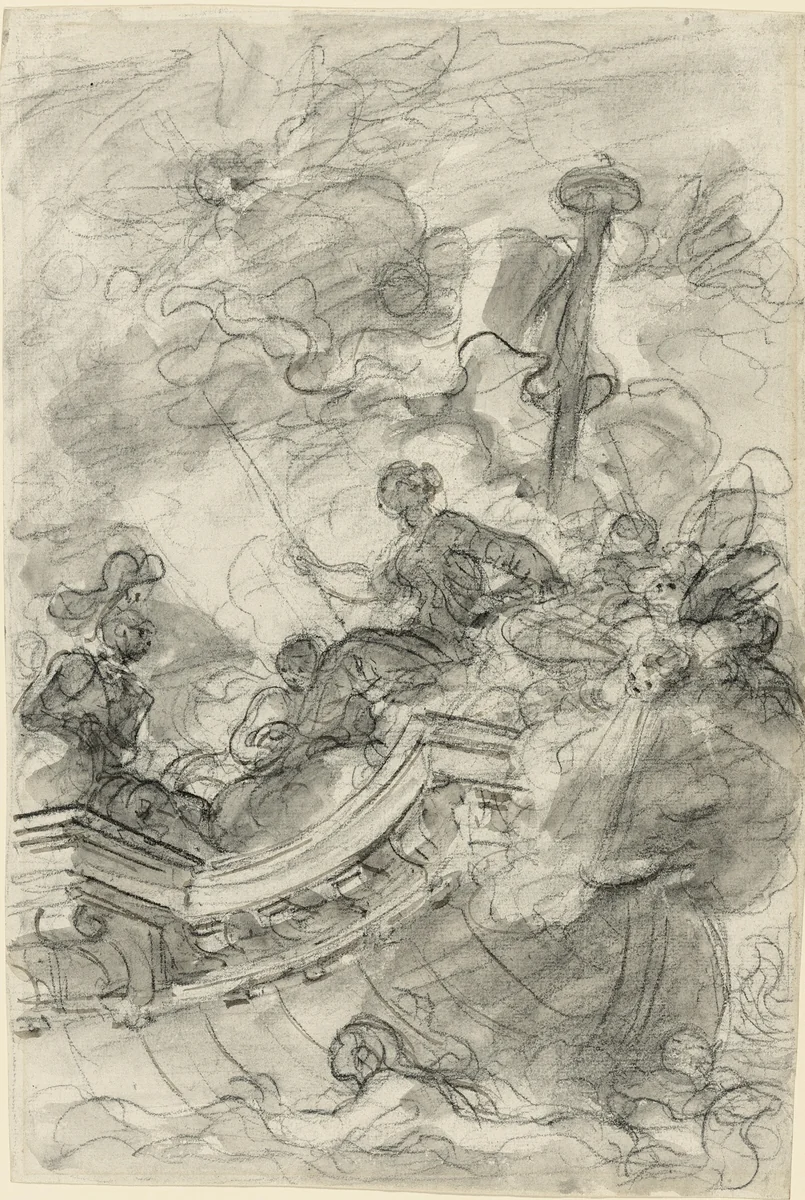 Astolfo Sails off with Andronica and Sofrosina by Jean-Honore Fragonard, drawing, 1780-1785