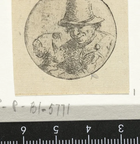 Buste van onbekende man met dochter by Christina Chalon, print, 1758-1808