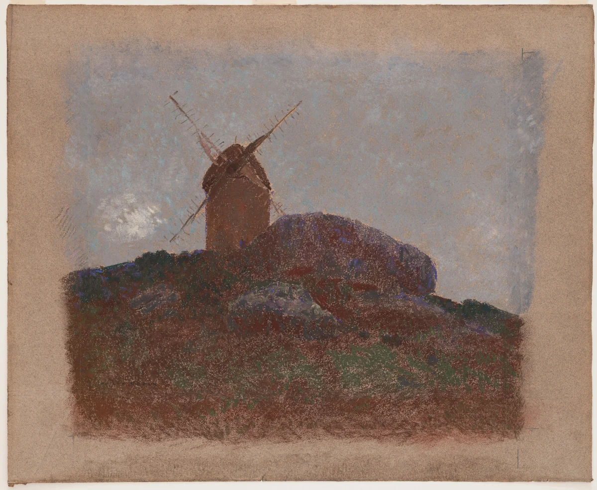 Windmill by Odilon Redon, drawing, 1875