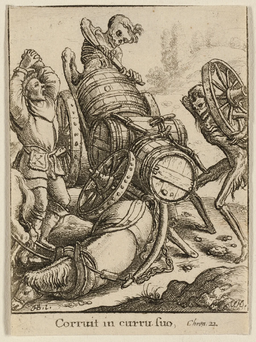 The Waggoner and Death by Wenceslaus Hollar
Hans Holbein the younger, print, 1651