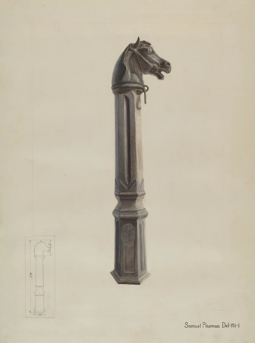 Iron Hitching Post by Samuel Fineman, index of american design, 1937