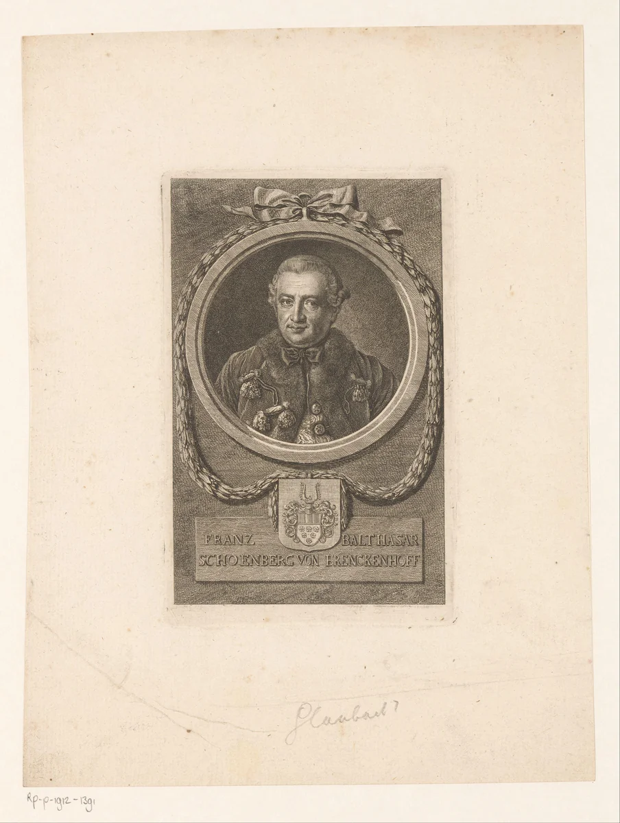 Portret van Franz Balthasar Schönberg von Brenkenhoff by Carl Christian Glassbach, print, 1761-1789