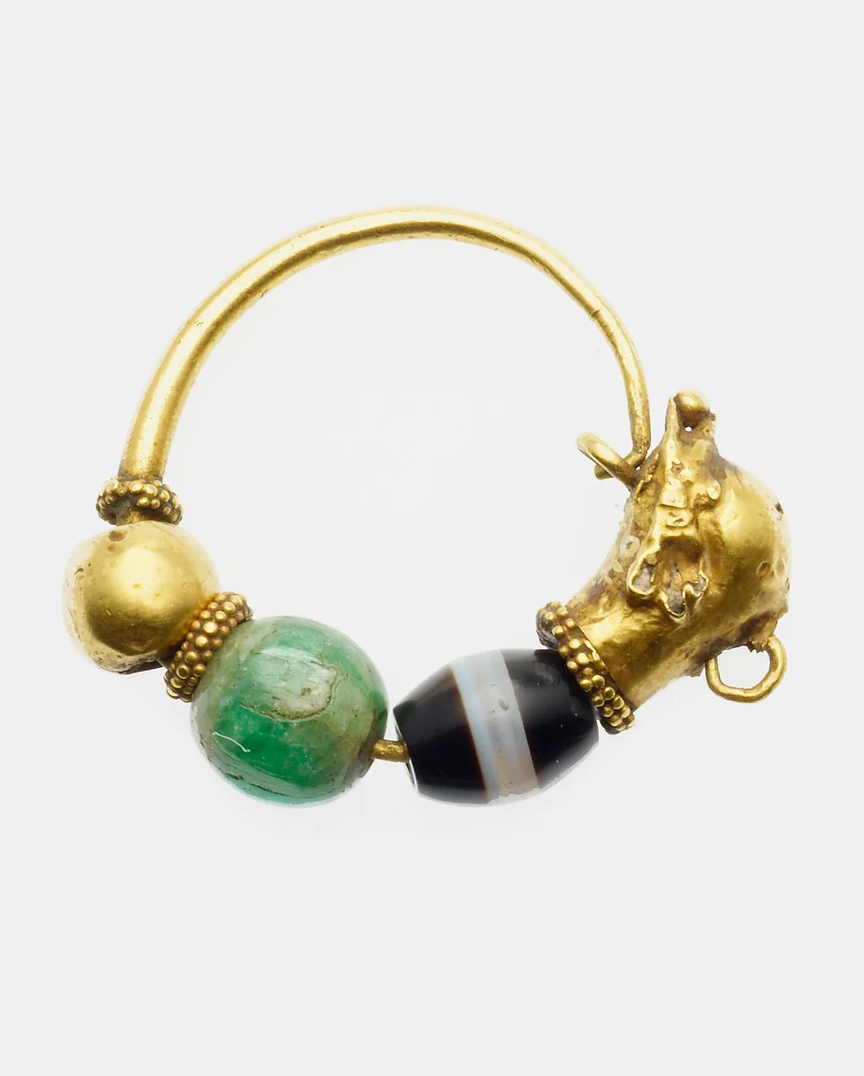 Earring with Dolphin Head Finial by Greek, Hellenistic, metalwork, -300--101