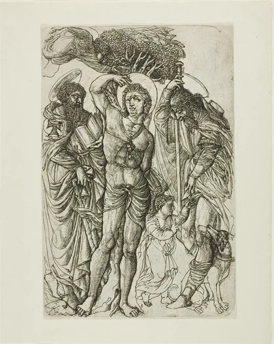 Saint Sebastian, Saint Anthony, and Saint Roch by Jean Duvet, print, 1550-1555