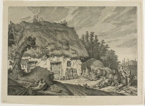 A Farm Cottage by Johann Georg Wille, print, 1766