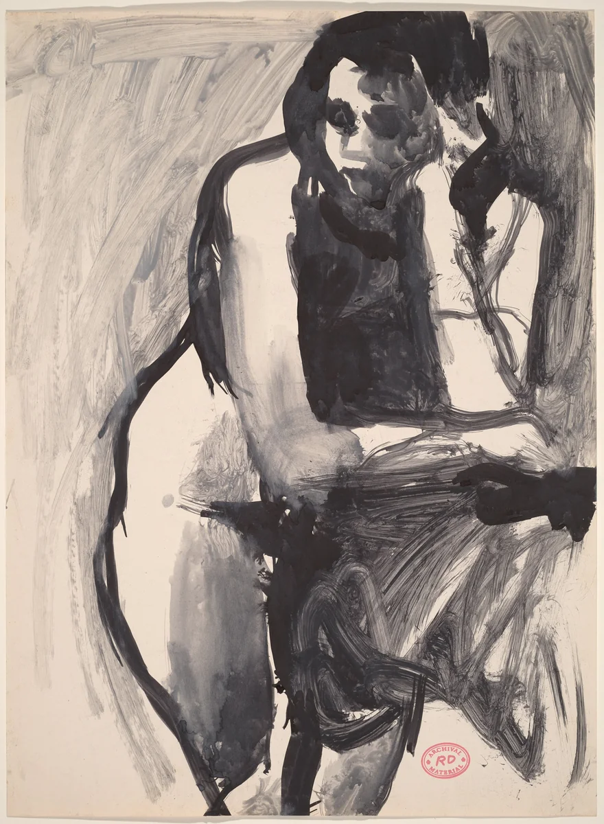 Untitled [model leaning on a stand] by Richard Diebenkorn, drawing, 1955-1967