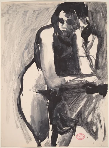 Untitled [model leaning on a stand] by Richard Diebenkorn, drawing, 1955-1967