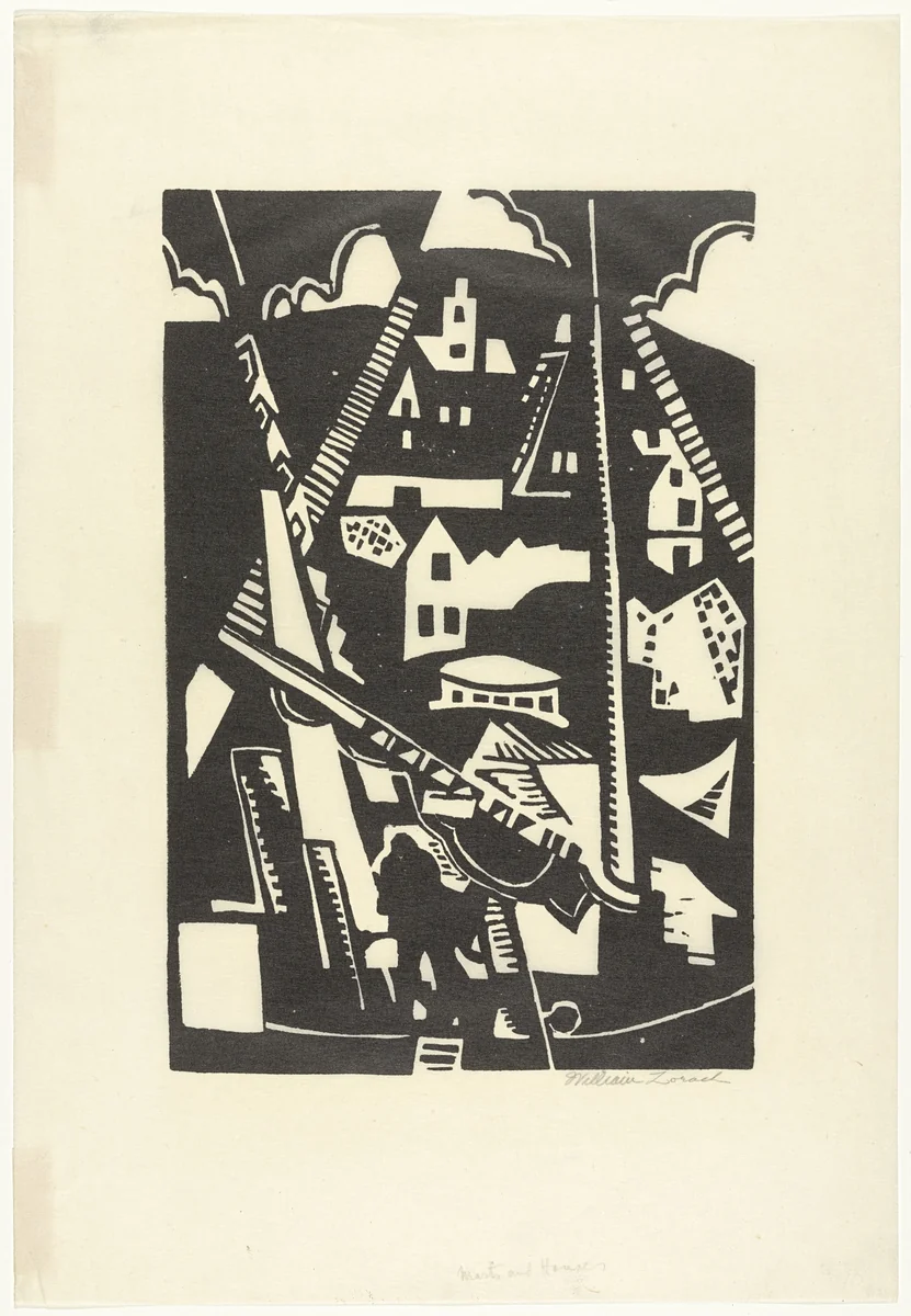 Masts and Houses (Provincetown) by William Zorach, print, 1916