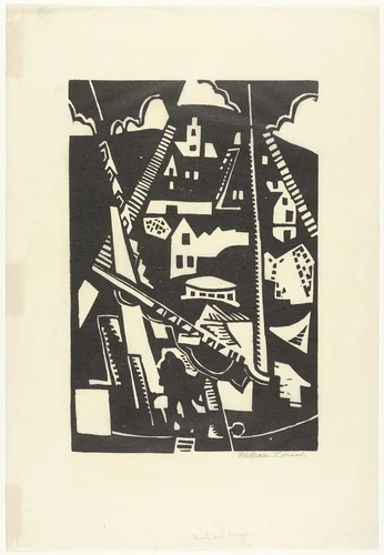Masts and Houses (Provincetown) by William Zorach, print, 1916