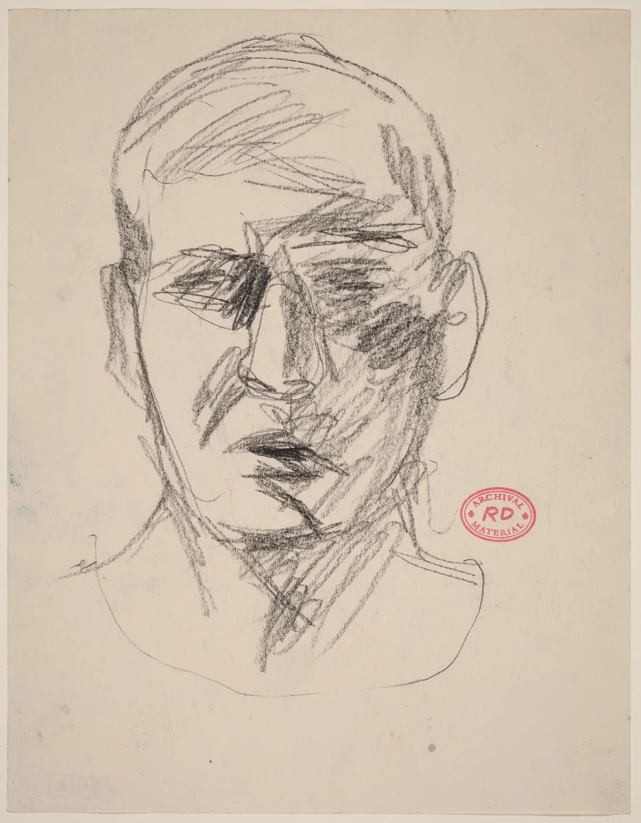 Untitled [head of a man: front view] by Richard Diebenkorn, drawing, 1955-1967