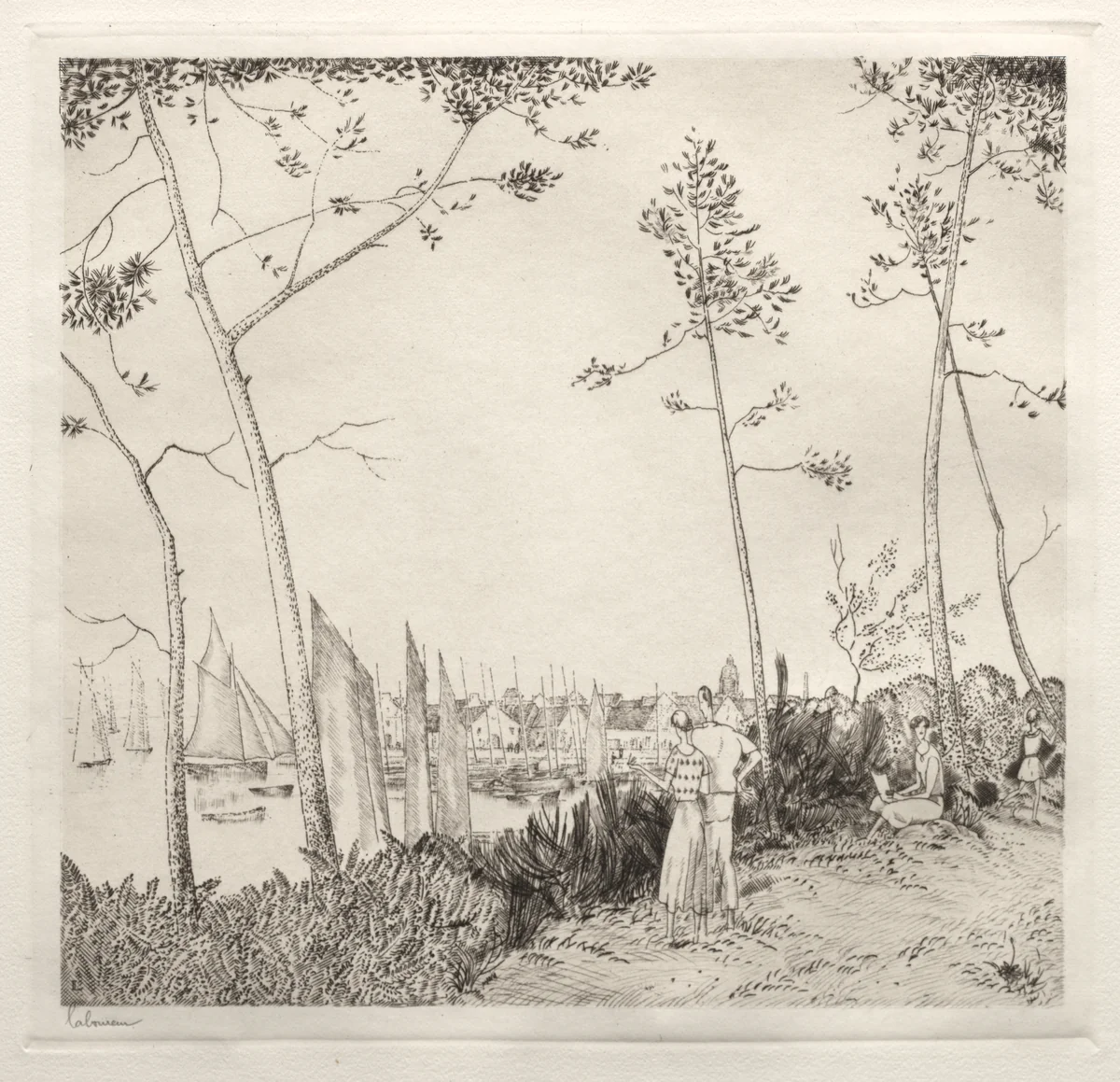 La Promenade sur le Port by Jean-Émile Laboureur, print, 1935