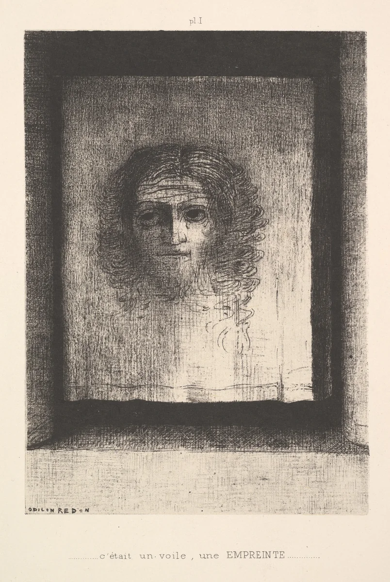 A Veil, a Printed Image by Odilon Redon, print, 1891