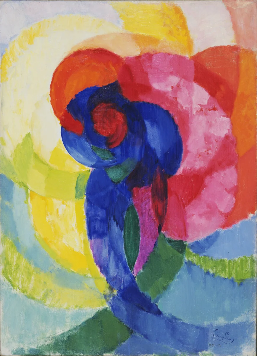 Red and Blue Disks by František Kupka, painting, 1911