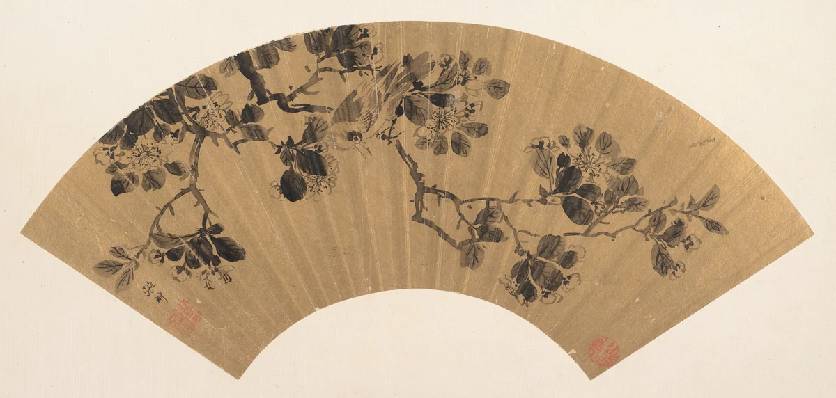Bird on a flowering branch by Zhang Chong, painting, 1570-1610