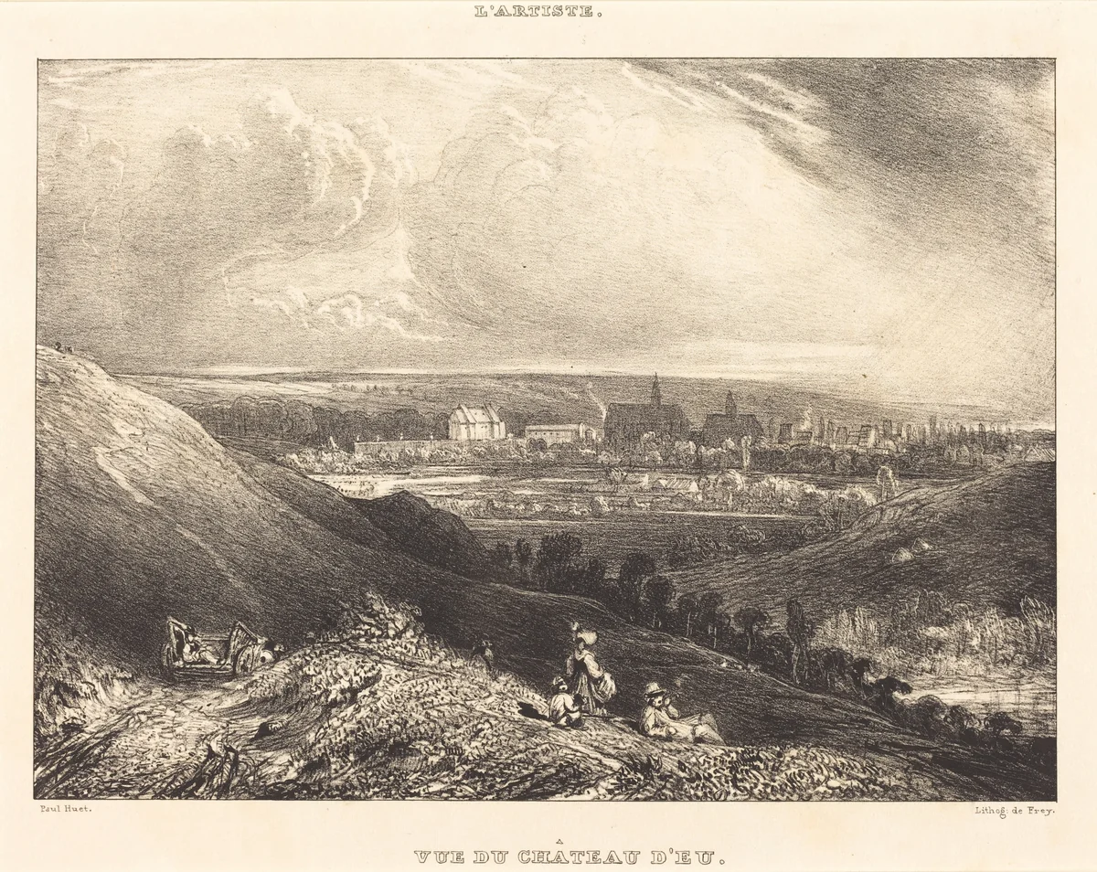 View of the Chateau d'Eu (Vue du Chateau d'Eu) by Paul Huet, print, 1834