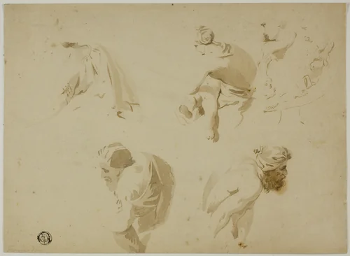 Sketches of Mother and Child, Stooping Man by Unknown Artist, drawing, 1700-1799