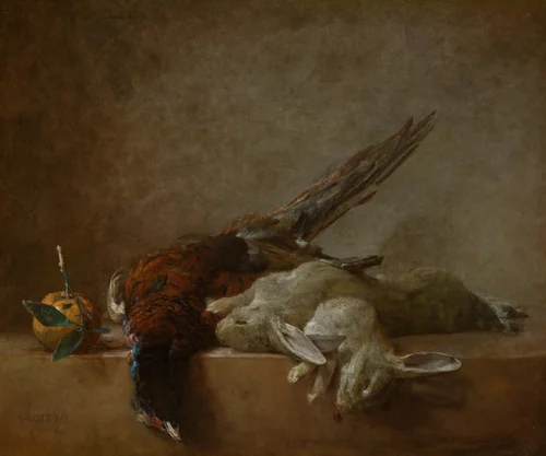 Still Life with Game by Jean Siméon Chardin, painting, 1750-1759