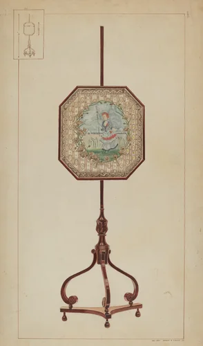 Embroidered Fire Screen by Ernest A. Towers, Jr., index of american design, 1937