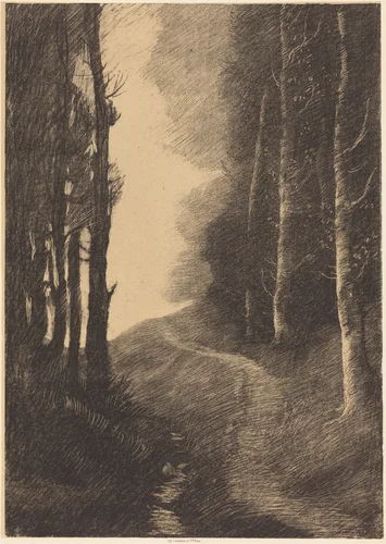 Landscape with Birch Trees (Le paysage aux bouleaux) by Alphonse Legros, print, 1878