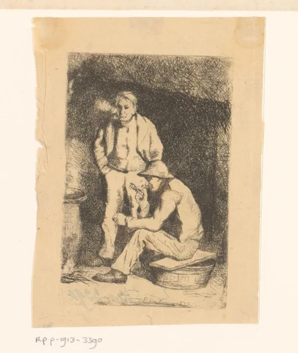 Twee rokende mannen by Piet Verhaert, print, 1877