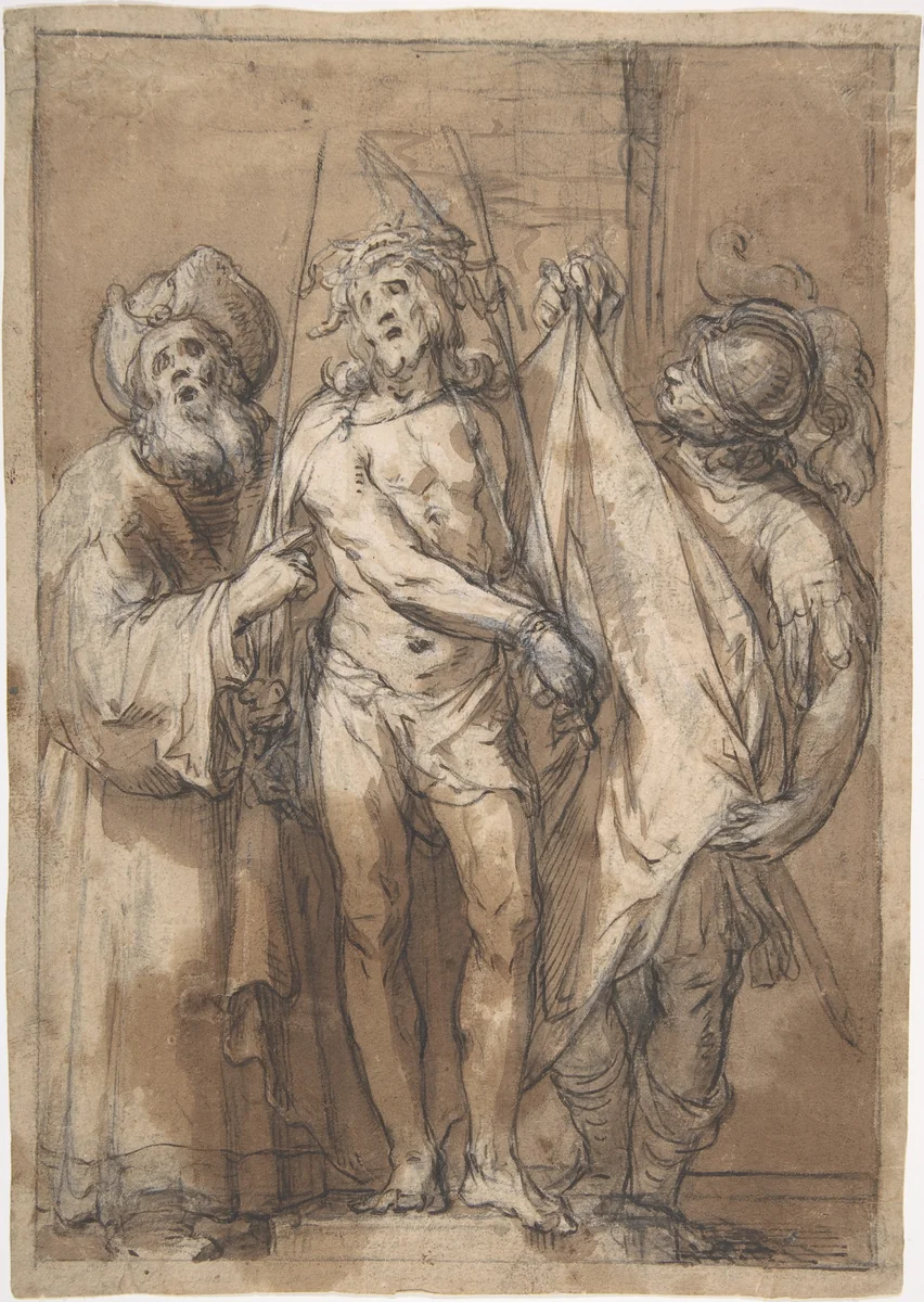 Ecce Homo by Abraham Bloemaert, drawing, 1580-1651