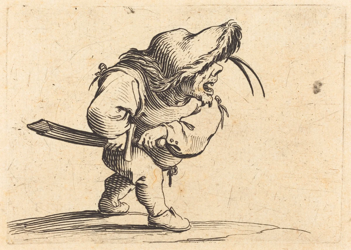 Man Preparing to Draw His Sword by Jacques Callot, print, 1622