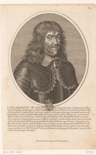 Portret van Louis-Emmanuel d'Angoulême by Pierre Daret, print, 1654