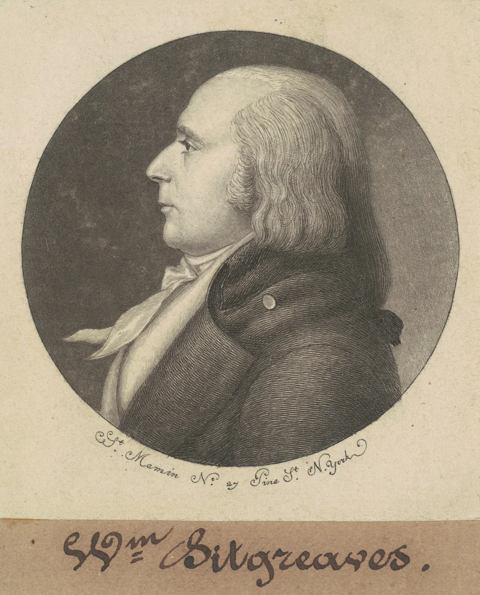 John Sitgreaves by Charles B. J. Févret de Saint-Mémin, print, 1798