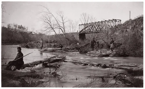 [Orange and Alexandria Rail Road Bridge Across, Bull Run, Virginia] by Timothy O'Sullivan, photograph, 1862