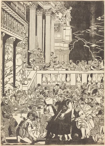 The Marriage at Cana [left plate] by John Baptist Jackson, print, 1740