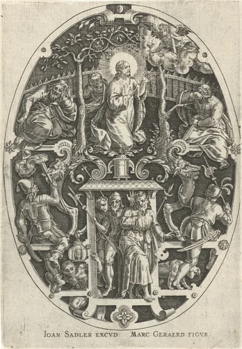 Christus in de tuin van Getsemane by Johann Sadeler, print, 1560-1600