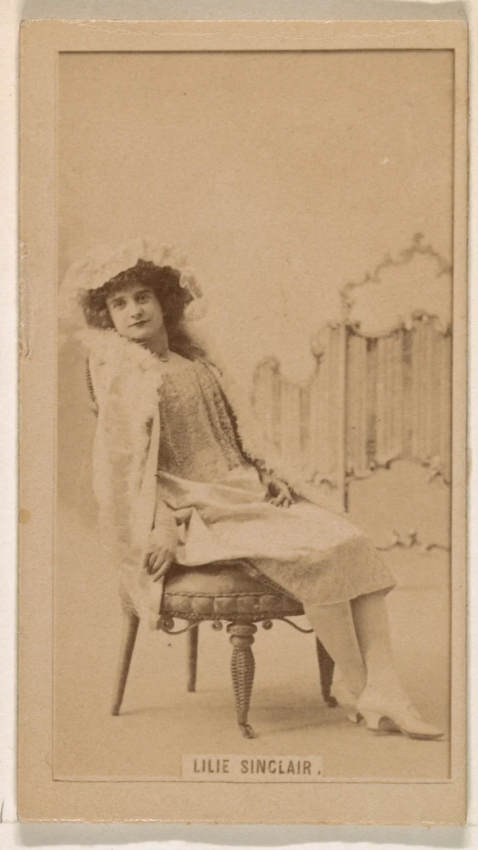 Lilie Sinclair, from the Actresses series (N245) issued by Kinney Brothers to promote Sweet Caporal Cigarettes by Kinney Brothers Tobacco Company, photograph, 1890