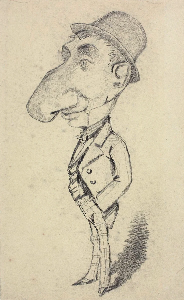 Caricature of a Man with a Large Nose by Claude Monet, drawing, 1855-1856