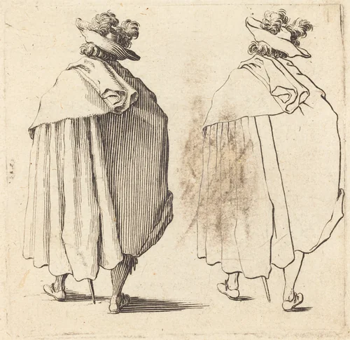 Man in Cloak, Seen from Behind by Jacques Callot, print, 1621-1624