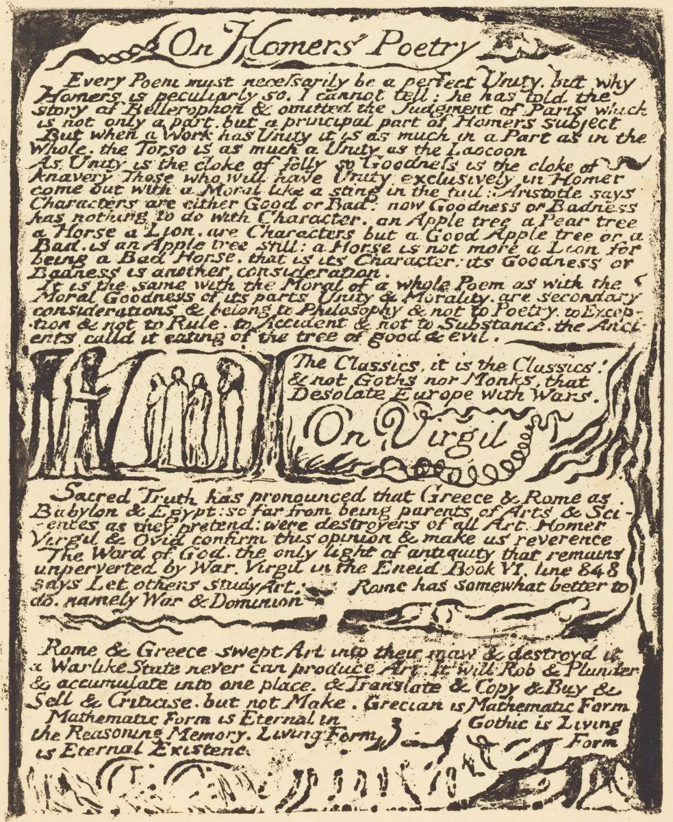 On Homer's Poetry (and) On Virgil by William Blake, print, 1822
