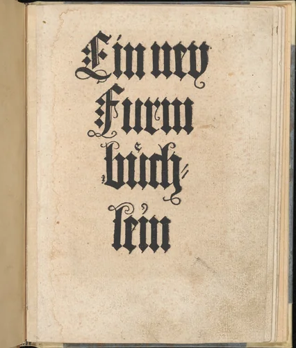 Ein ney Furmbüchlein, Title page by Johann Schönsperger, book, 1520-1530