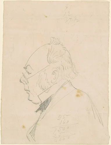 Profile of a Man by Emanuel Leutze, drawing, 1865-1868