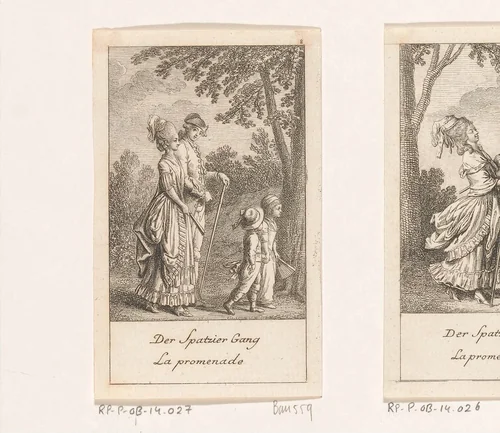 Wandelend gezin by Daniel Nikolaus Chodowiecki, print, 1778