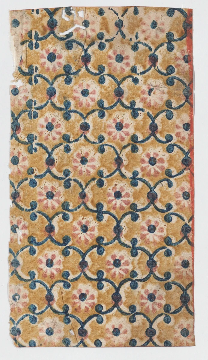 Sheet with overall lattice pattern with rosettes by anonymous, print, 1800-1900